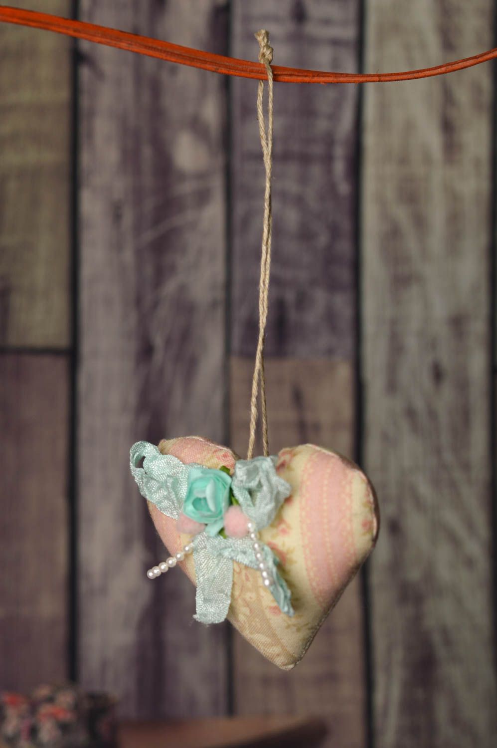 Декоративное сердце ручной работы подвеска сердце интерьерная игрушка с ароматом фото 1