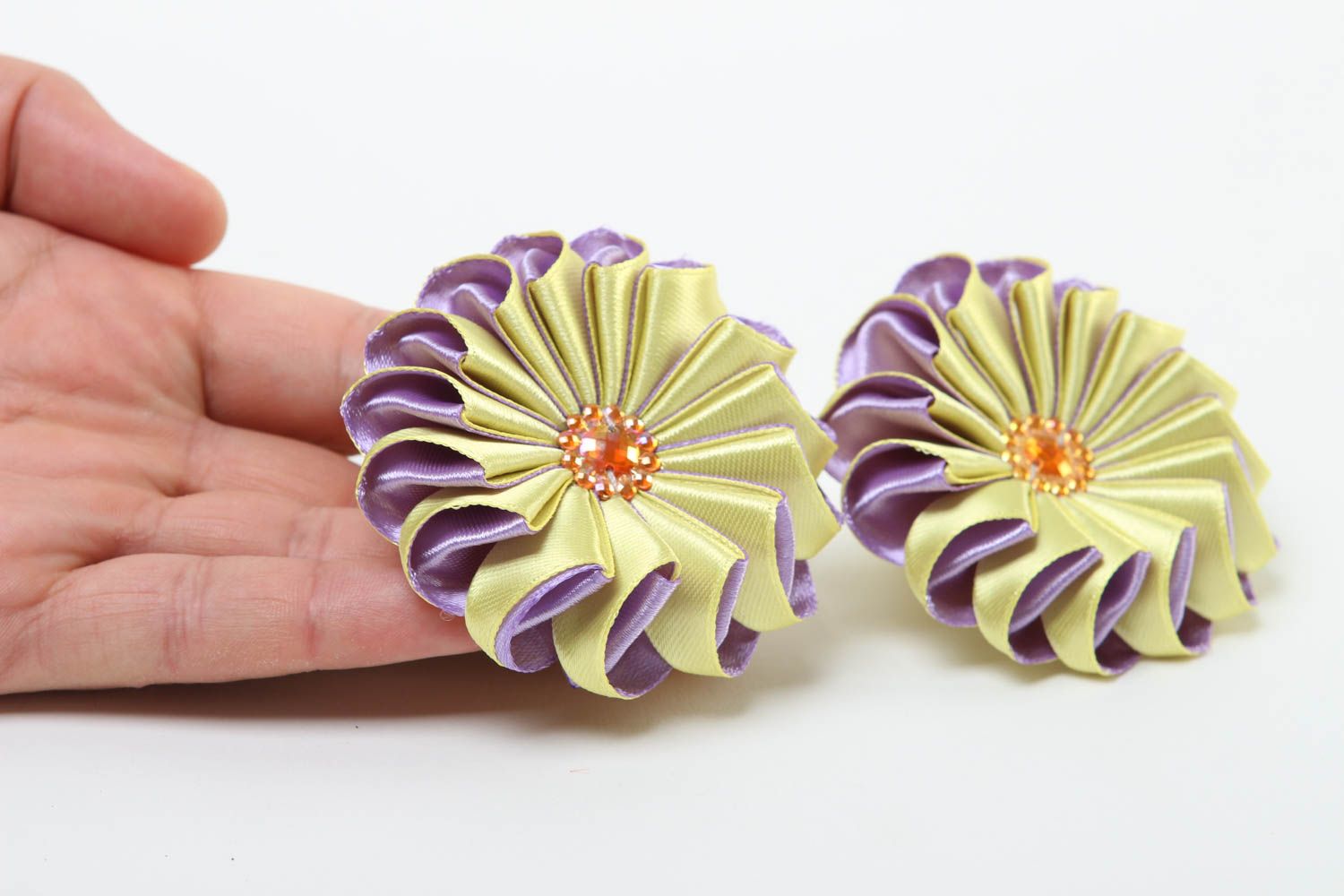 Handmade hair ties kanzashi flowers hair accessories for girls gifts for baby photo 4