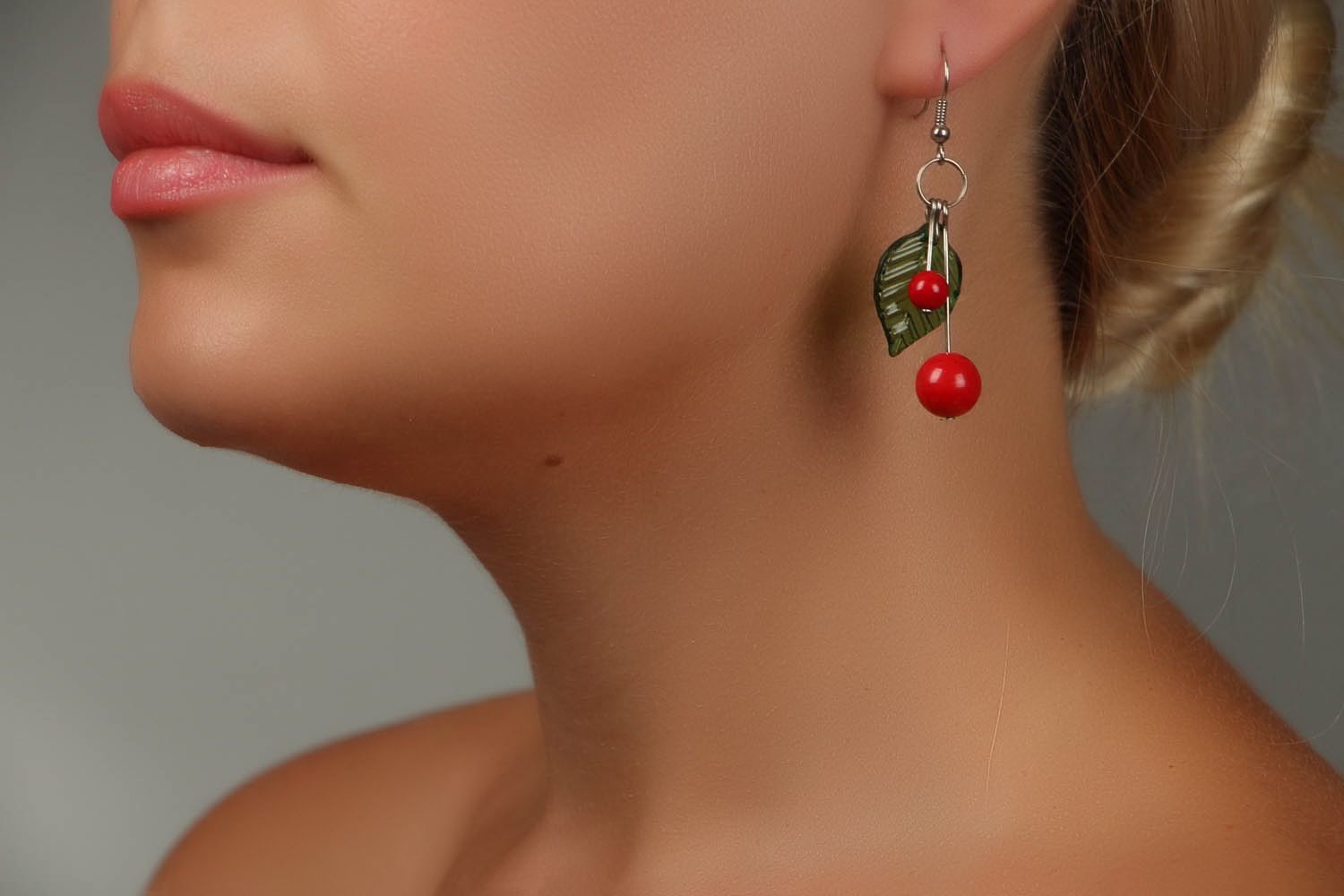 Earrings with natural stone Cherry photo 4