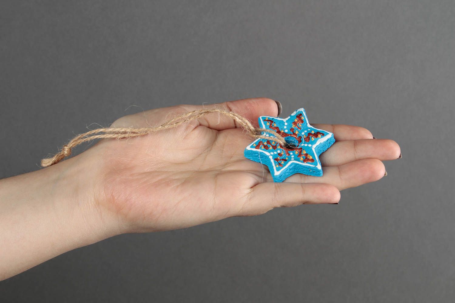 Figura decorativa hecha a mano azul decoración para Año Nuevo regalo artesanal  foto 2