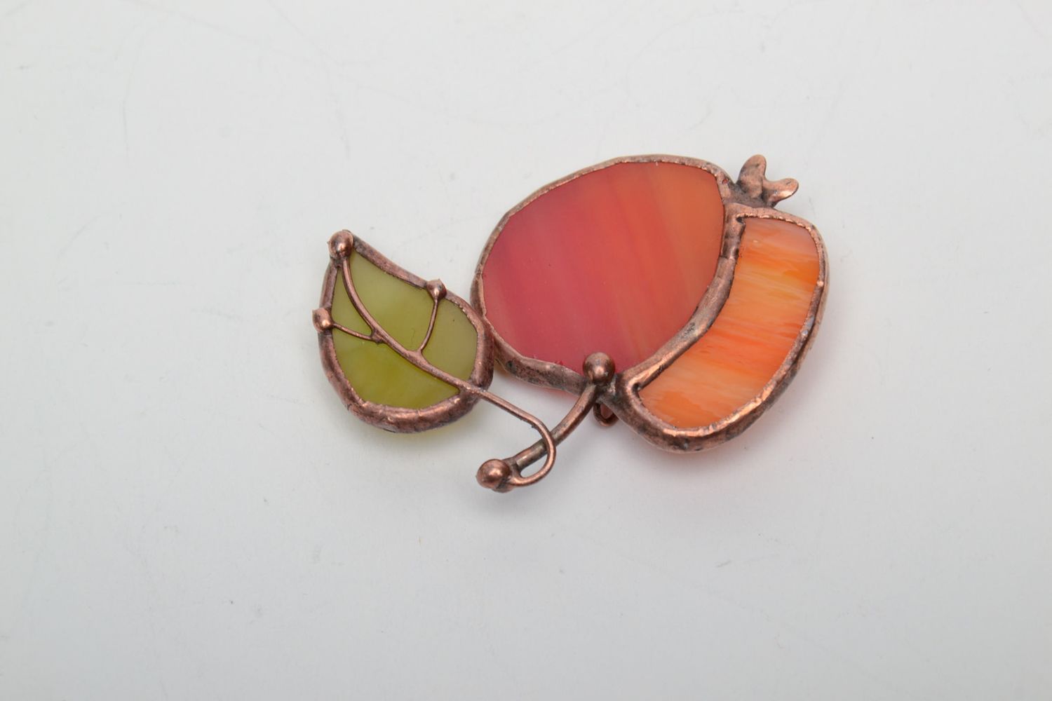 Stained glass brooch Red Apple photo 3