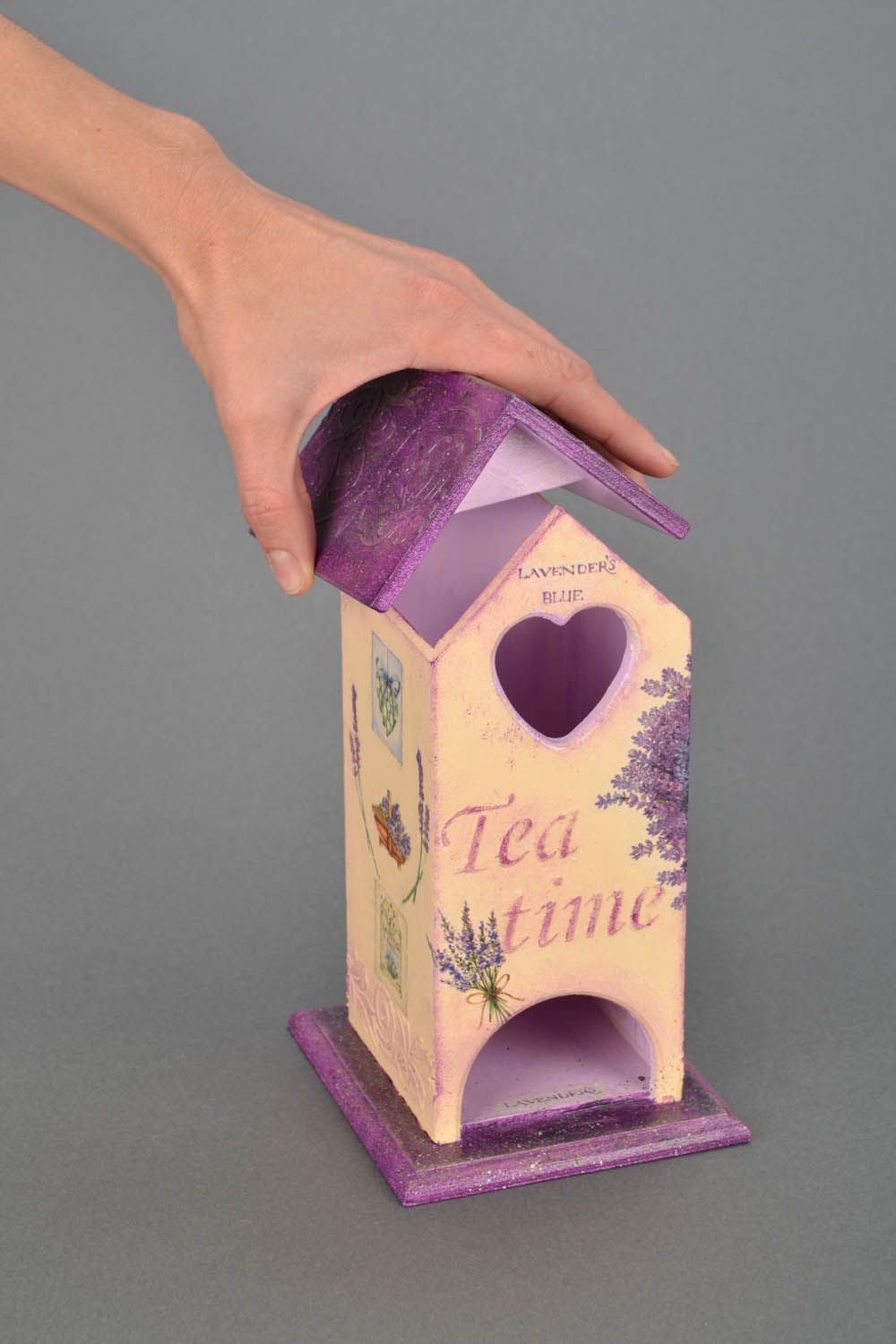 Boîte à thé en bois décorative faite main originale photo 2