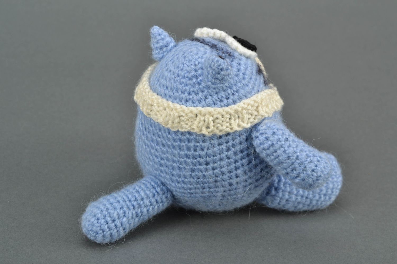 Doudou tricoté Petit chat bleu photo 4