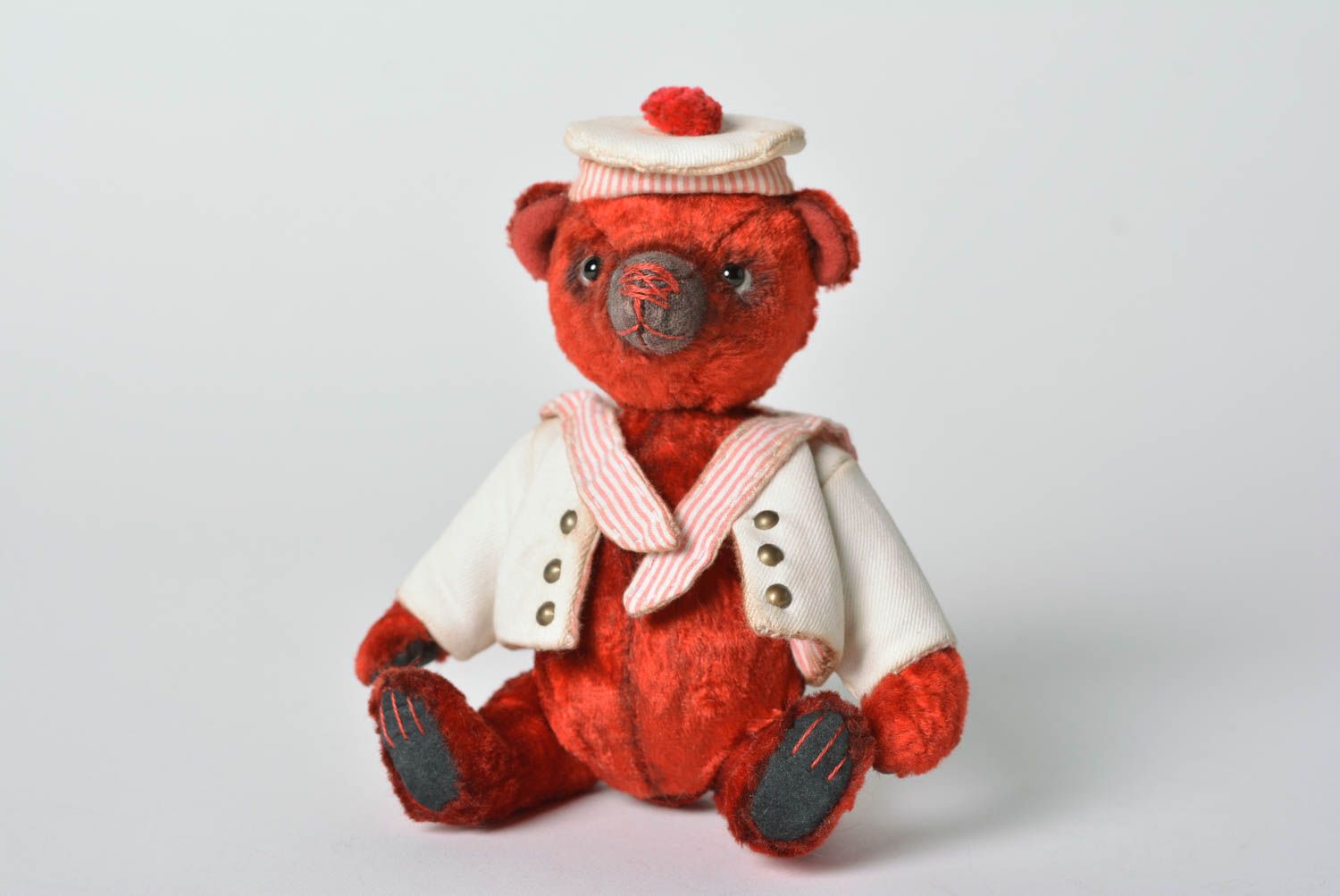 Handmade toy red teddy bear unusual gift animal toy baby toy stuffed toys photo 2