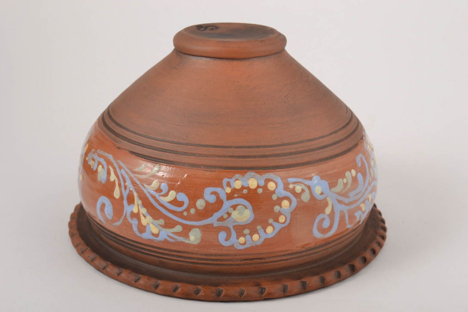 Керамическая миска ручной работы глиняная миска красивая глиняная посуда 2 л фото 2