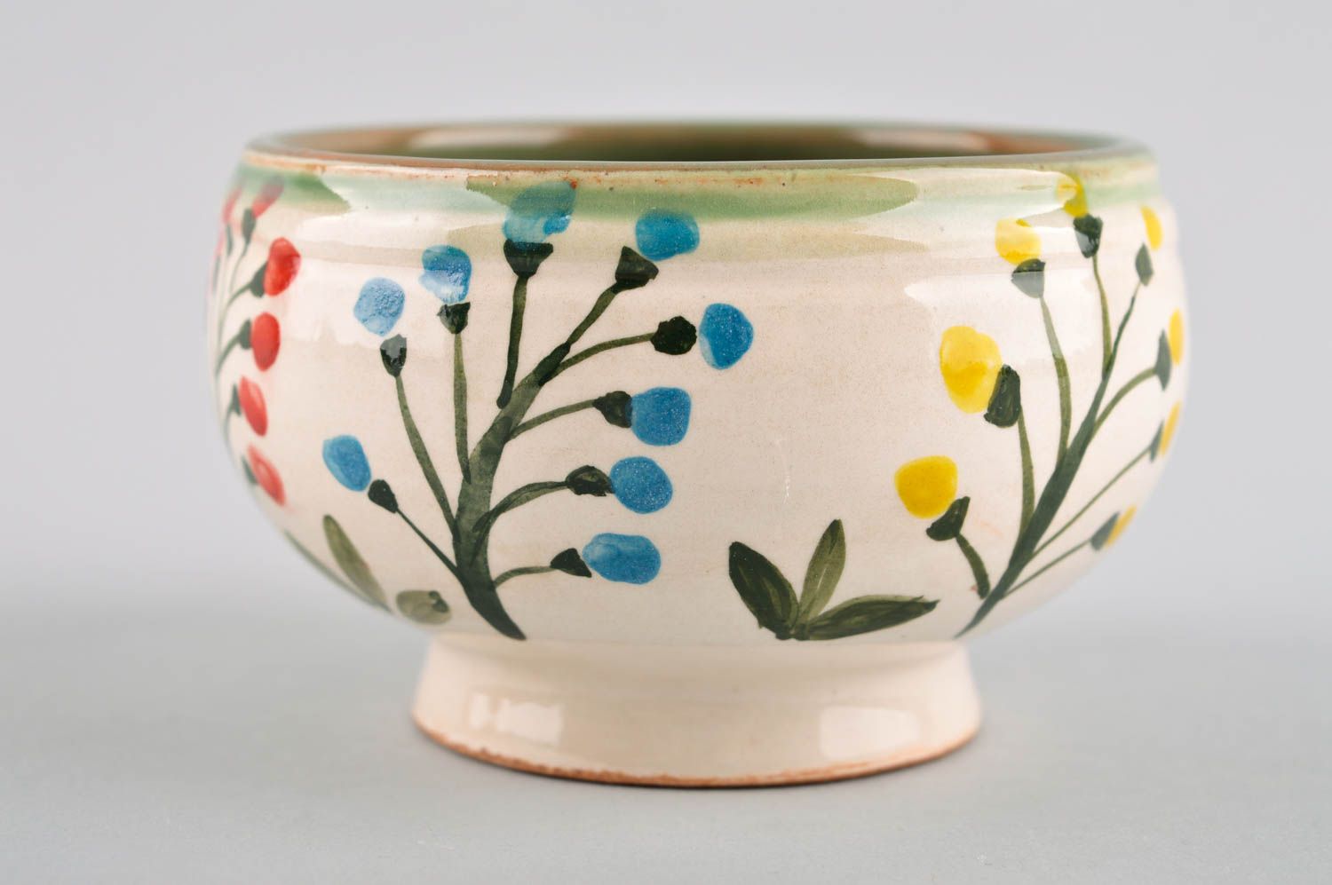 Handmade blumige Keramik Schüssel für Suppe Öko Geschirr Schale aus Ton  foto 3