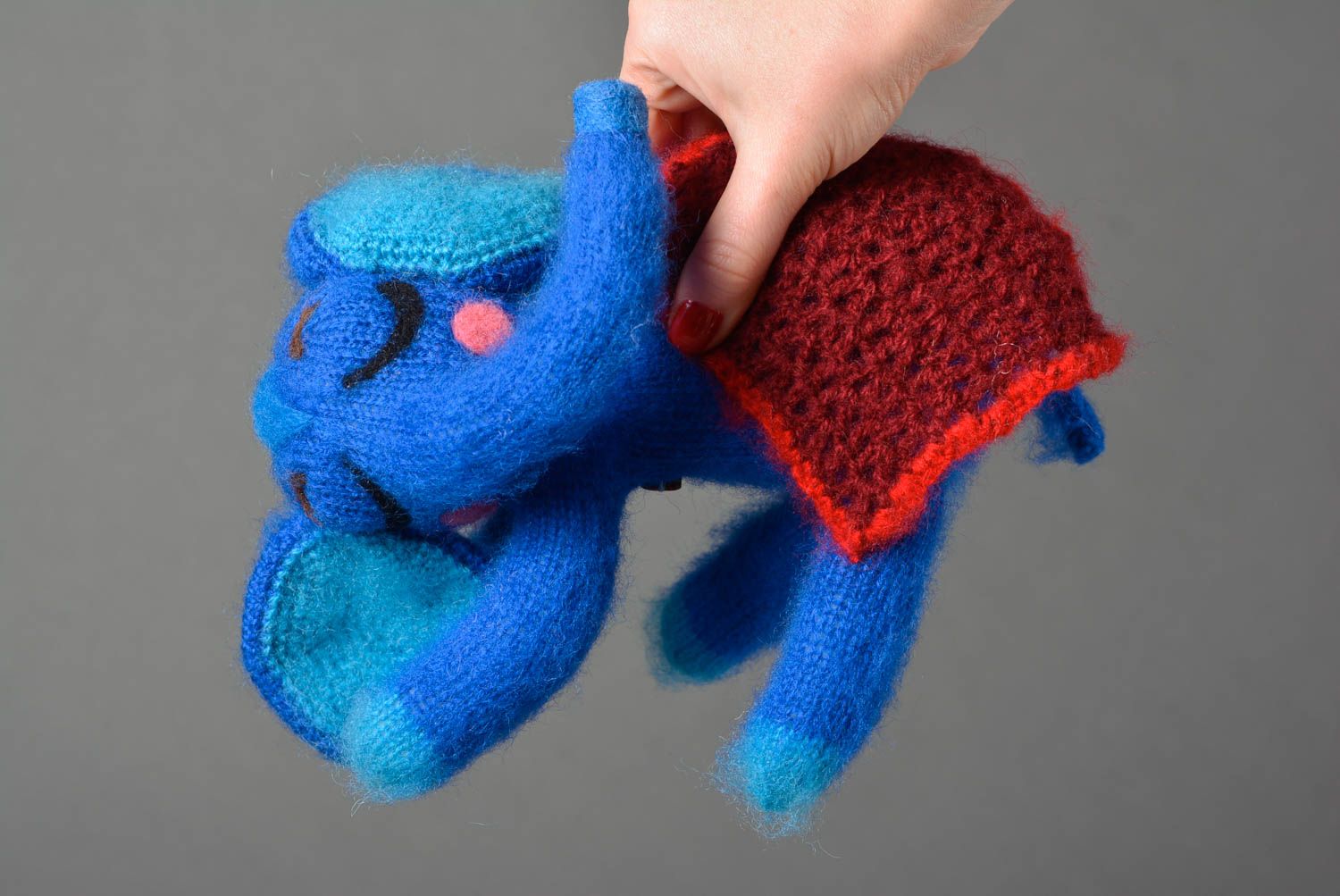 Peluche éléphant fait main Jouet en laine tricoté amusant Cadeau pour enfant photo 4