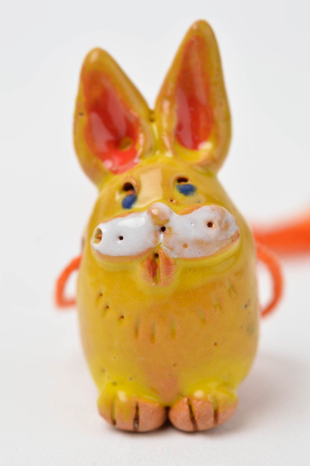 Keramik Deko handgemachte Figur aus Ton kleine Tier Statue in Form vom Hasen foto 2