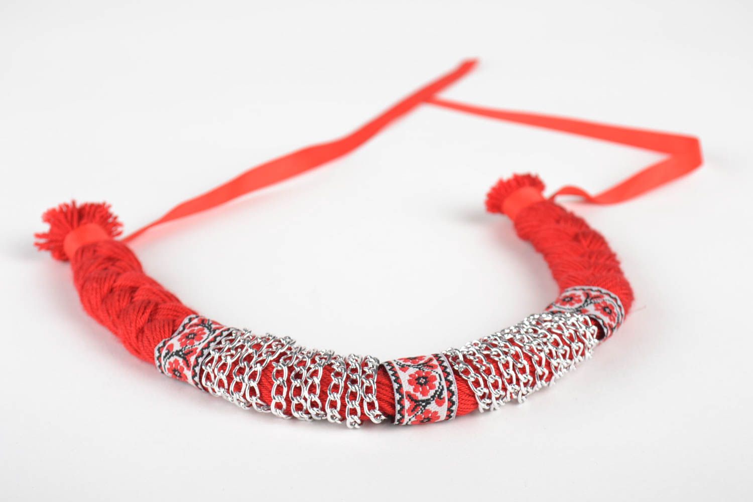 Collana di fili fatta a mano girocollo originale etnico accessorio da donna foto 4