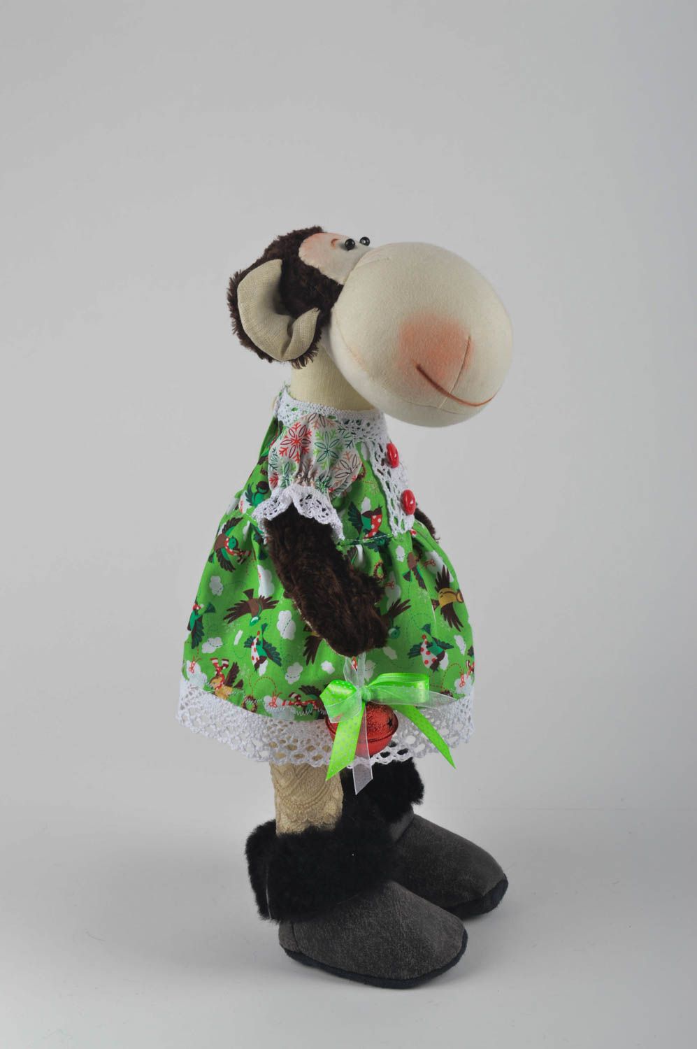 Игрушка обезьяна хэнд мэйд детская игрушка из льна мягкая игрушка текстильная фото 3