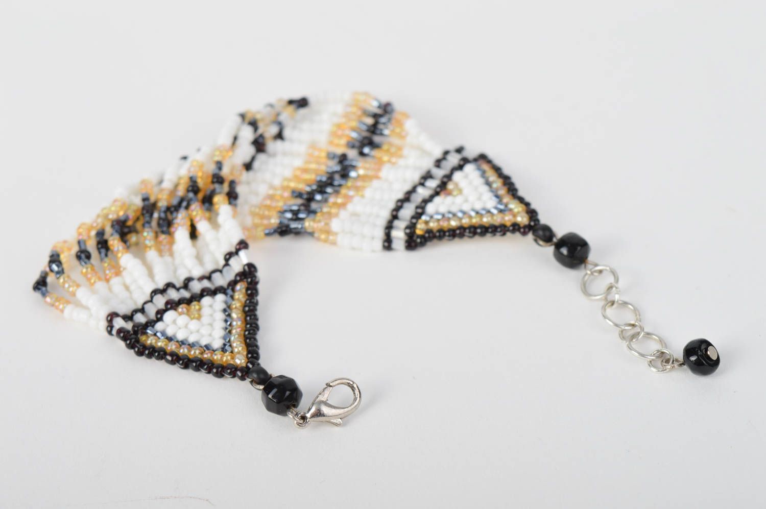 Bracelet large Bijou fait main en perles de rocaille original Cadeau femme photo 4