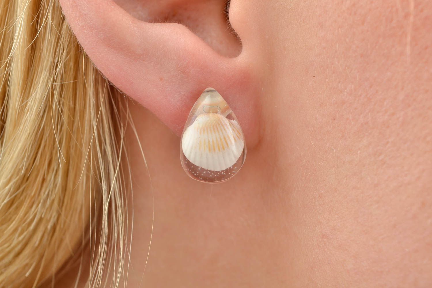 Handmade designer stud earrings unusual cute earrings epoxy resin jewelry photo 2