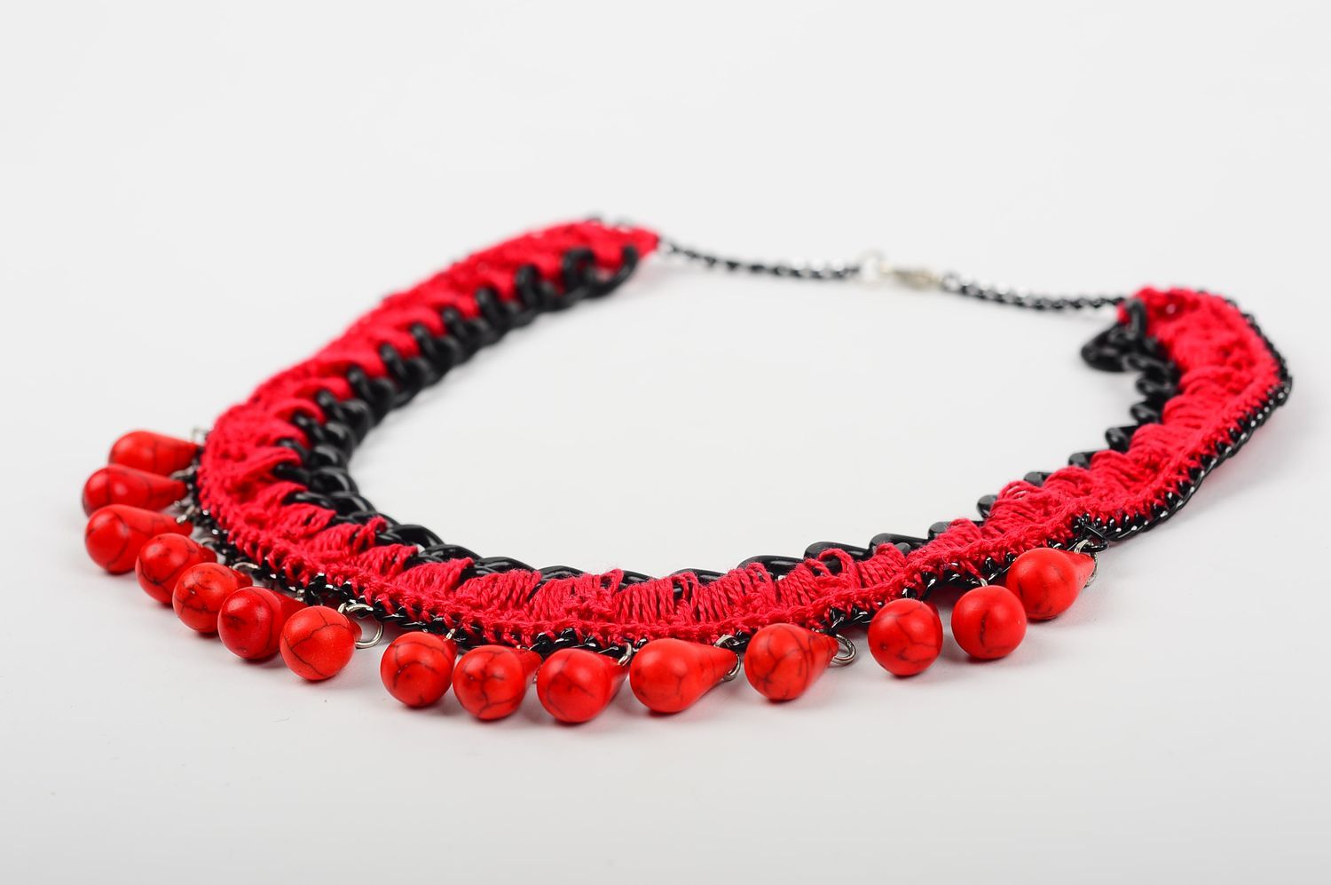 Handmade beaded necklace designer textile accessory stylish necklace gift photo 4