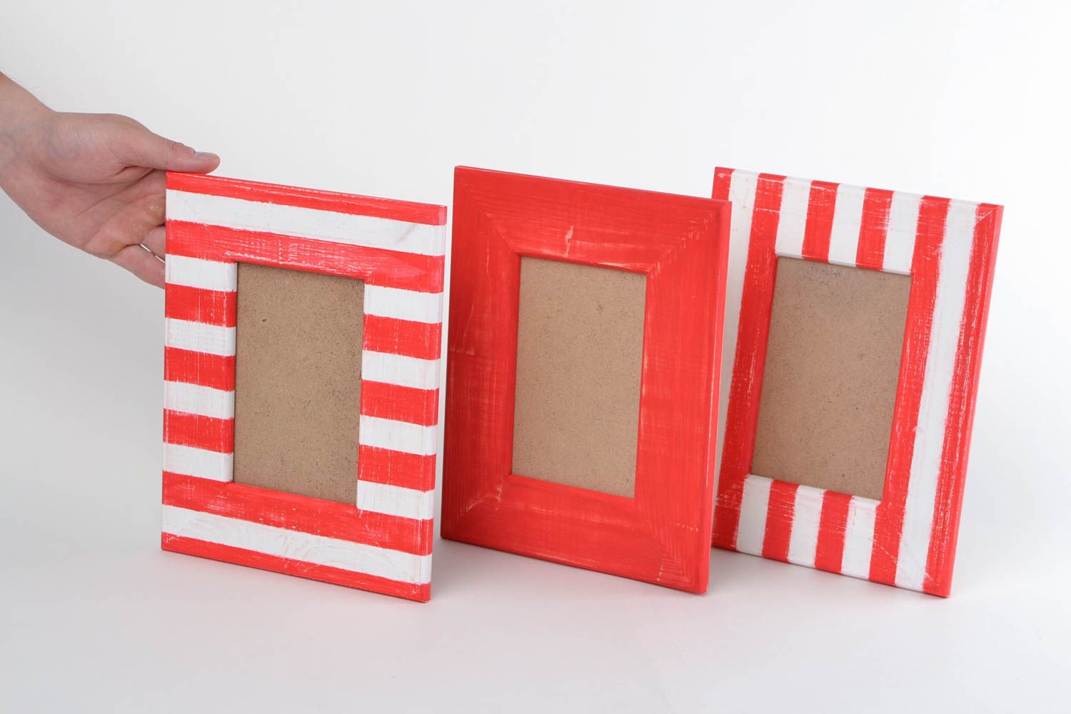 Conjunto de marcos de fotos rojos rectangulares artesanales 3 piezas  foto 2