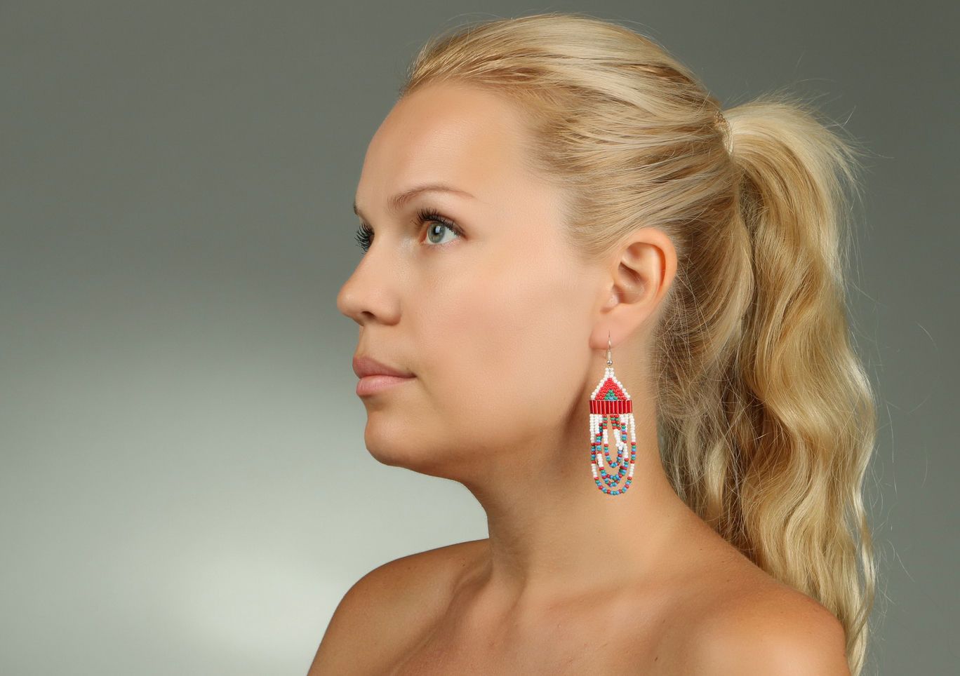 Long earrings with beads in ethnic style photo 4