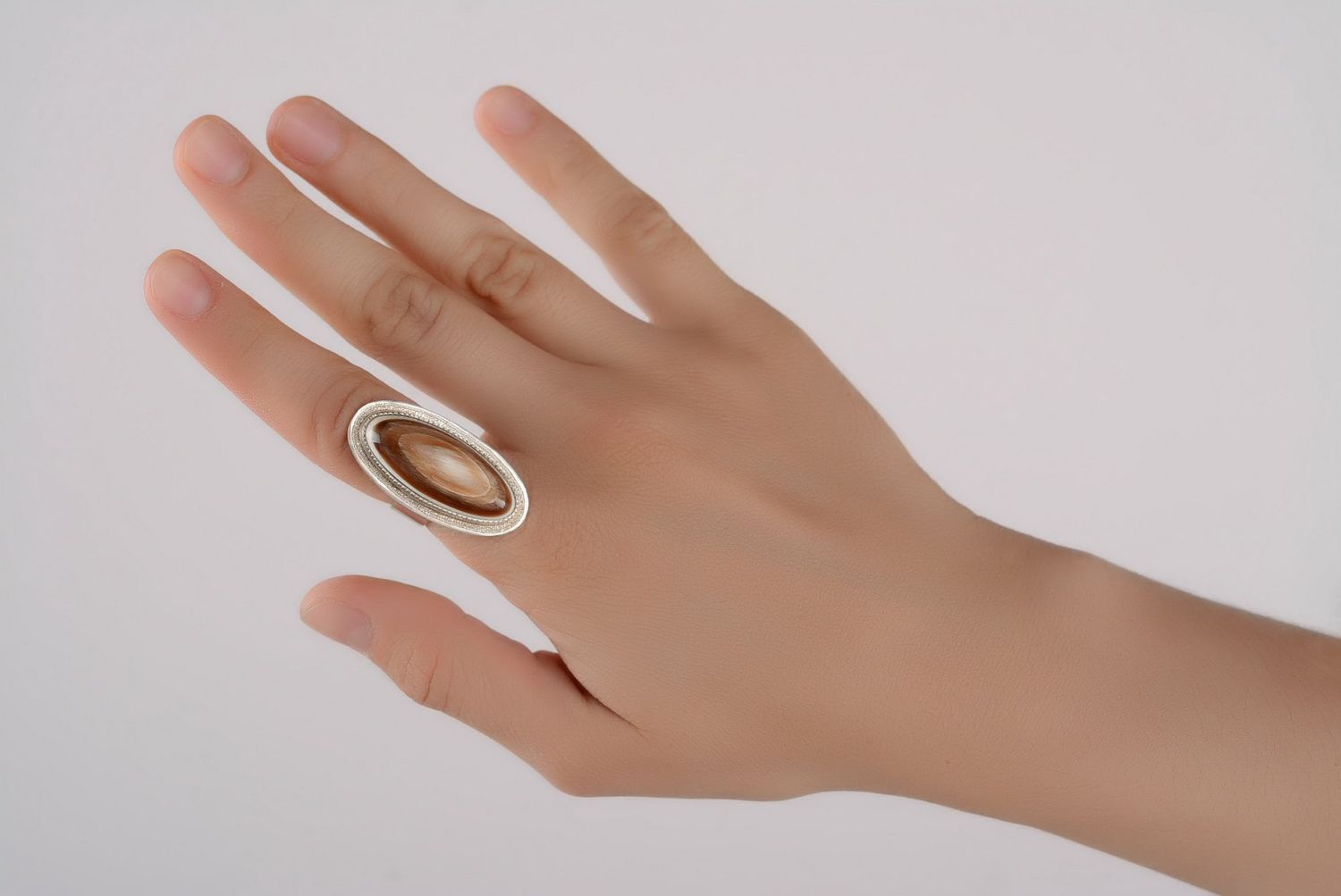 Ring aus Silber mit Kuhhorn foto 2