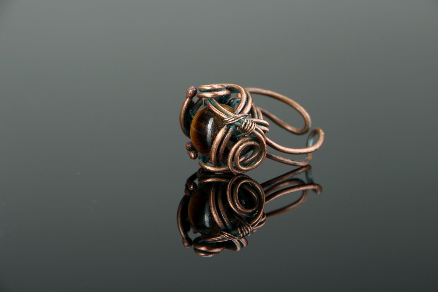 Медное кольцо в технике wire wrap фото 1