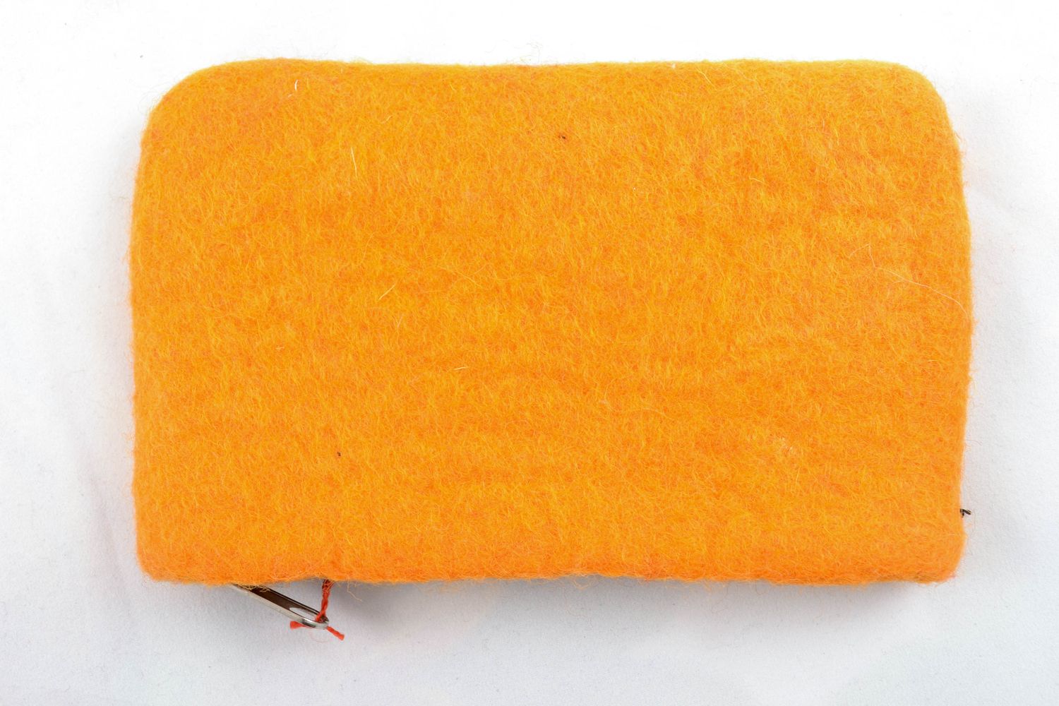 Housse de portable en laine orange faite main photo 4
