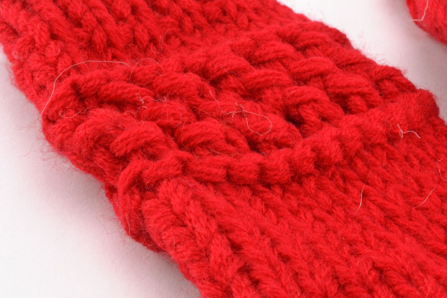 Chaussettes tricotées en laine Rouges faites main photo 2
