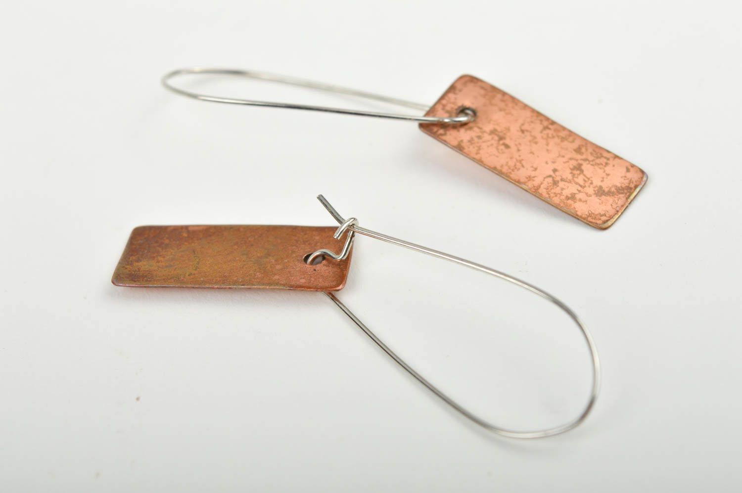 Handmade beautiful earrings stylish copper jewelry designer accessory photo 4