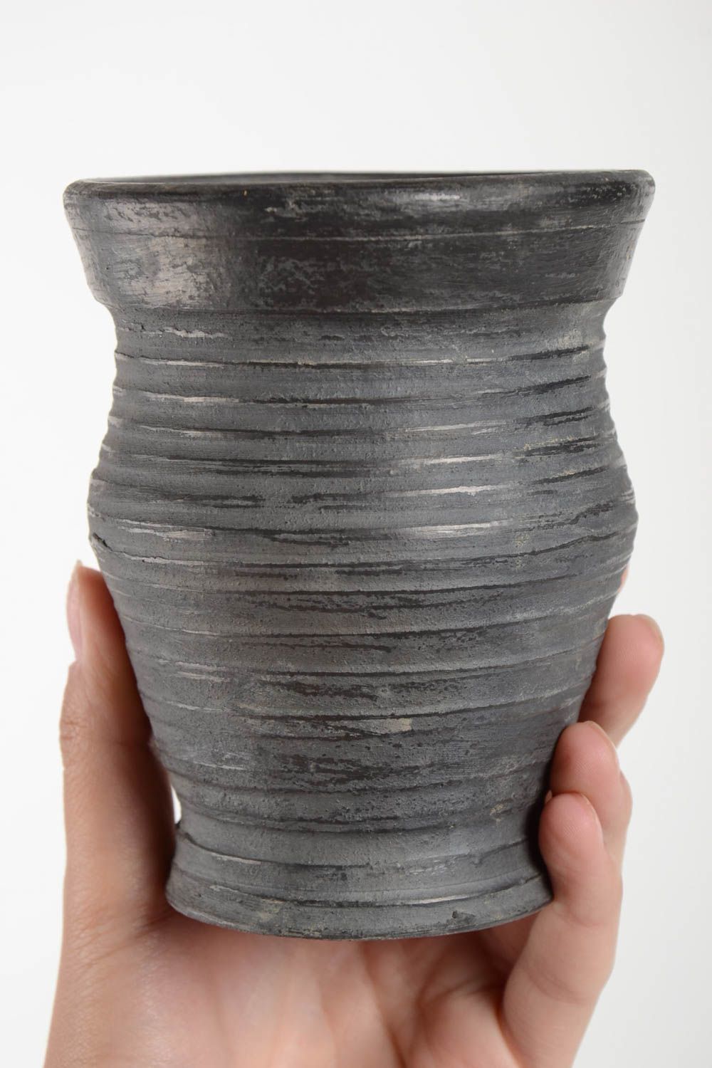 Unusual handmade ceramic glass homemade clay goblet ceramic drinkware 400 ml photo 3