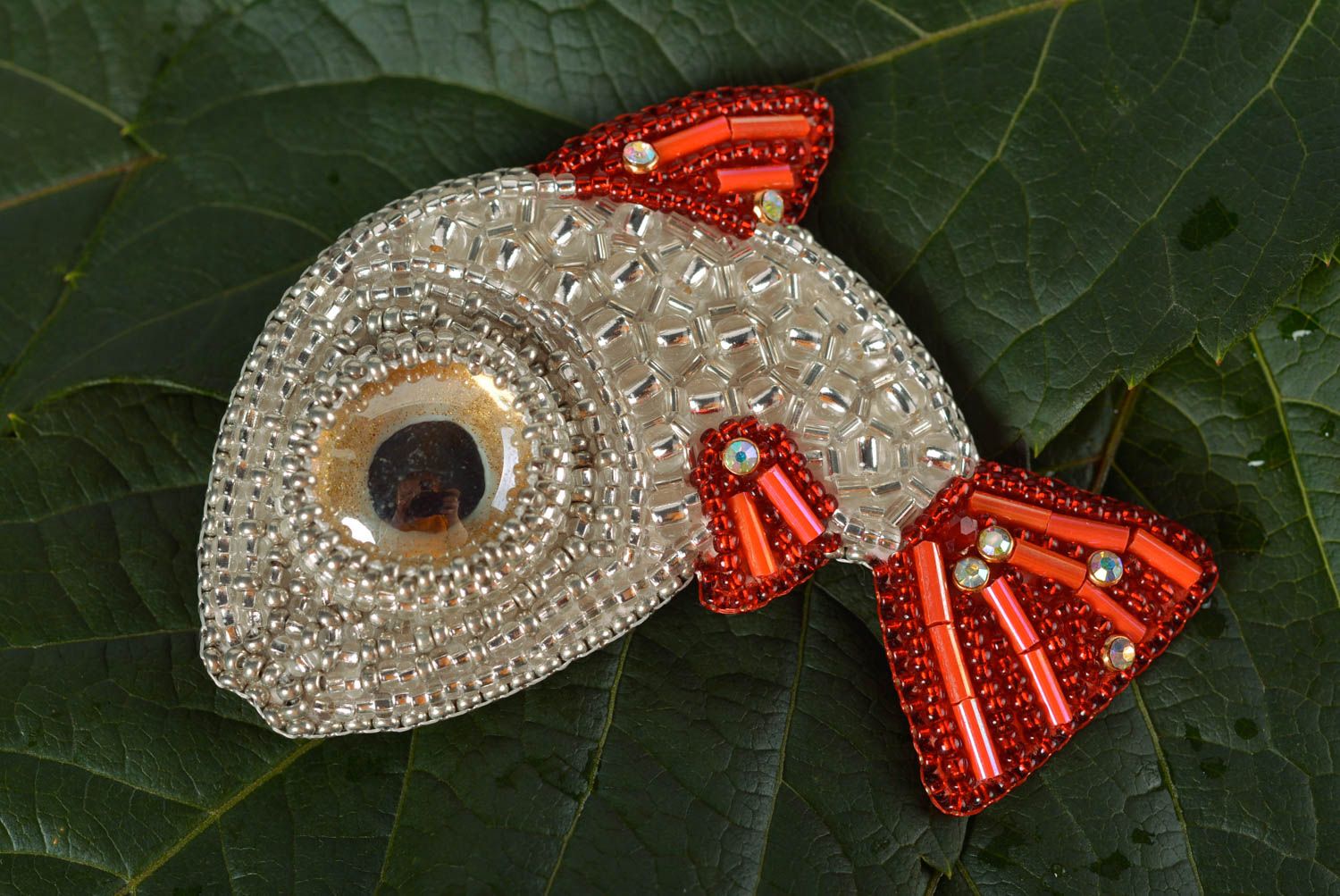 Handmade brooch designer brooch glass brooch beaded brooch unusual accessory photo 1