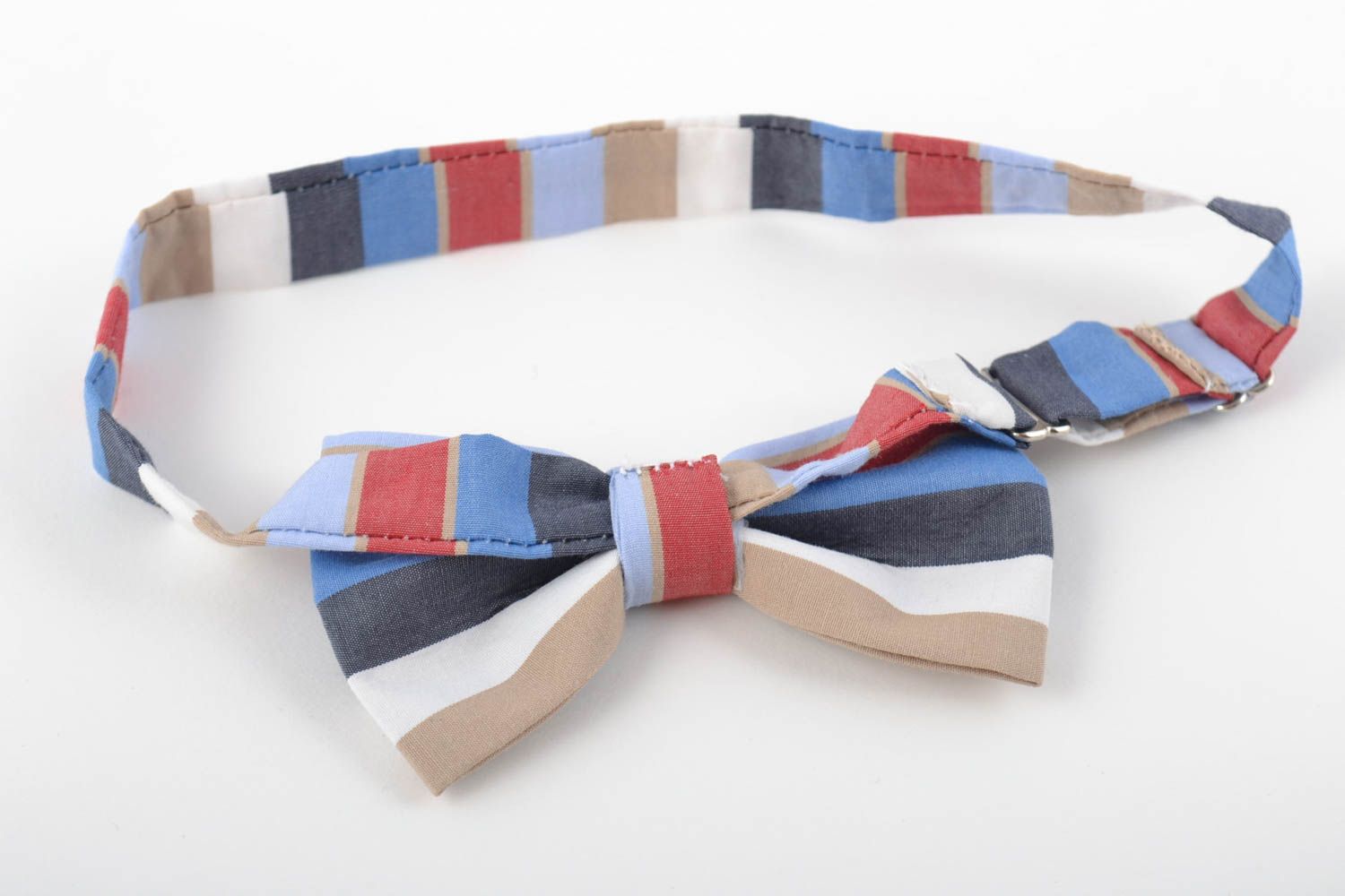 Детский галстук бабочка из ткани ручной работы полосатый оригинальный стильный фото 3
