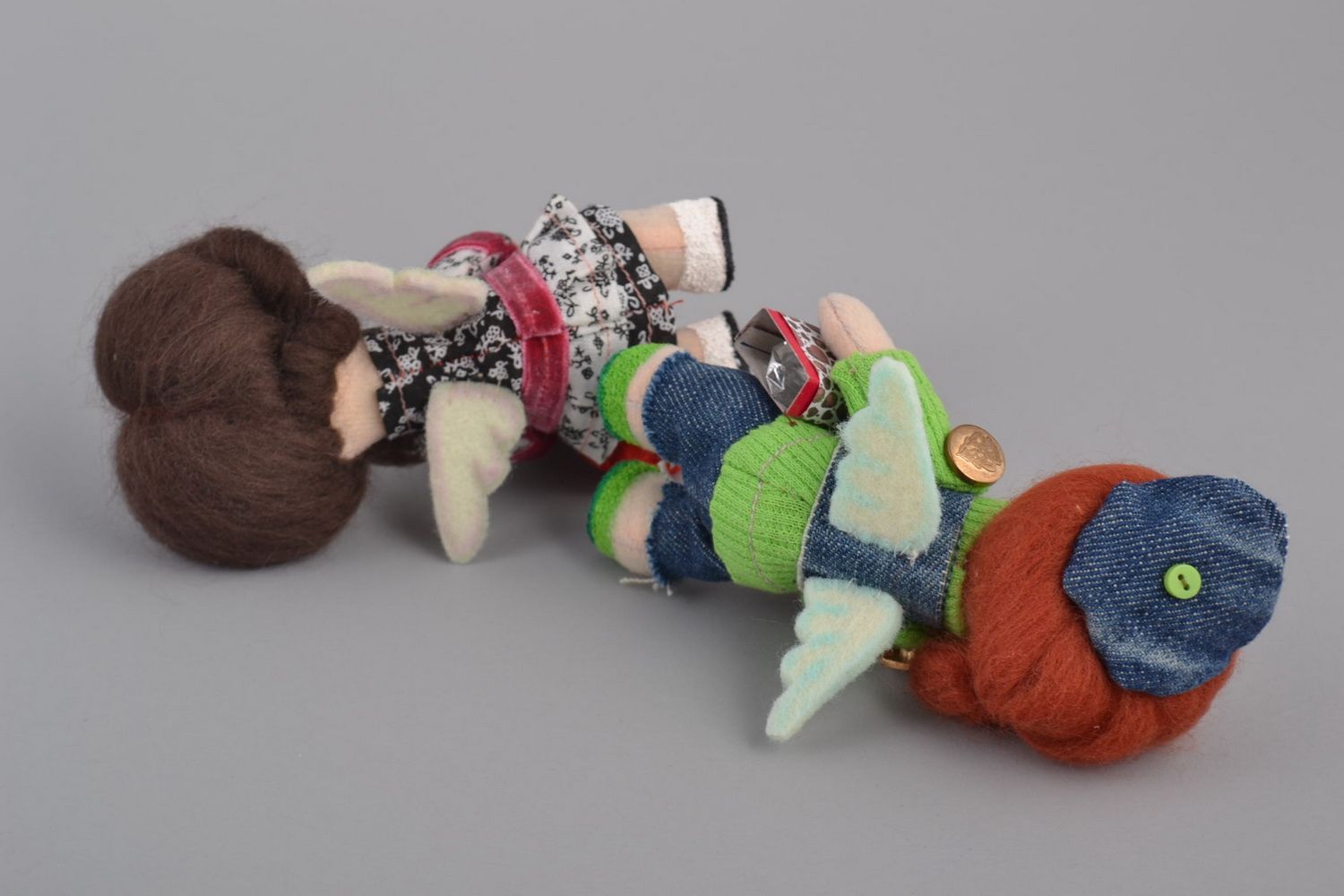 Набор кукол из фетра мягкие интерьерные игрушки ручной работы 2 шт декоративные фото 4