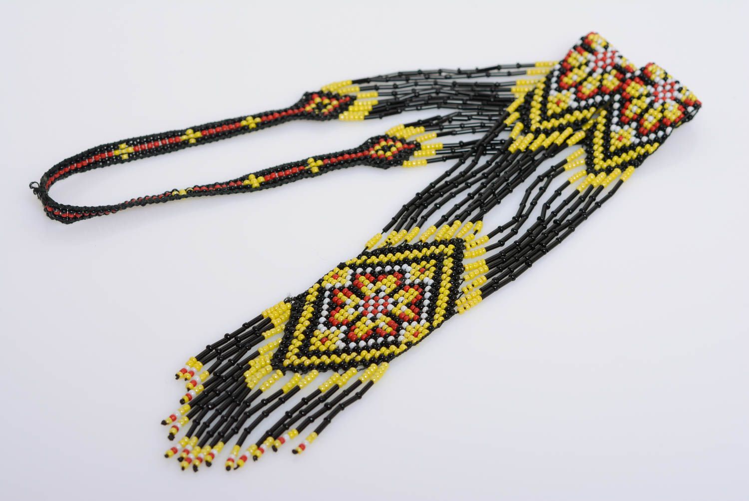 Collier en perles de rocailles gerdan fait main noir jaune bijou ethnique photo 1