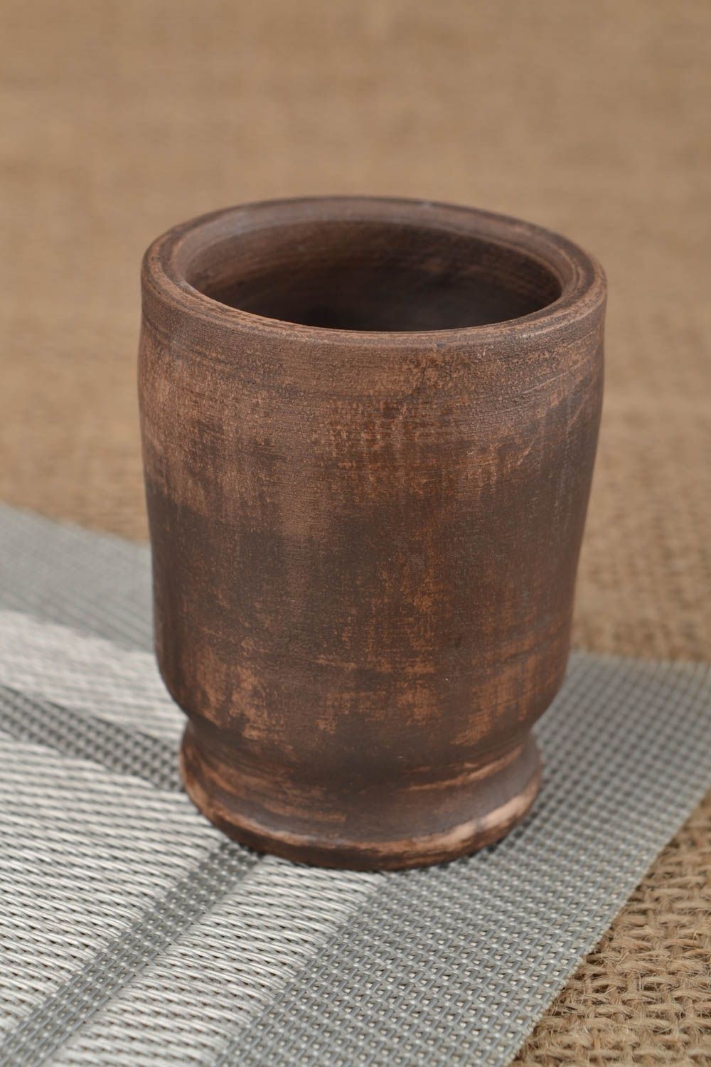 3,3 oz ceramic no handle drinking cup in brown color photo 1