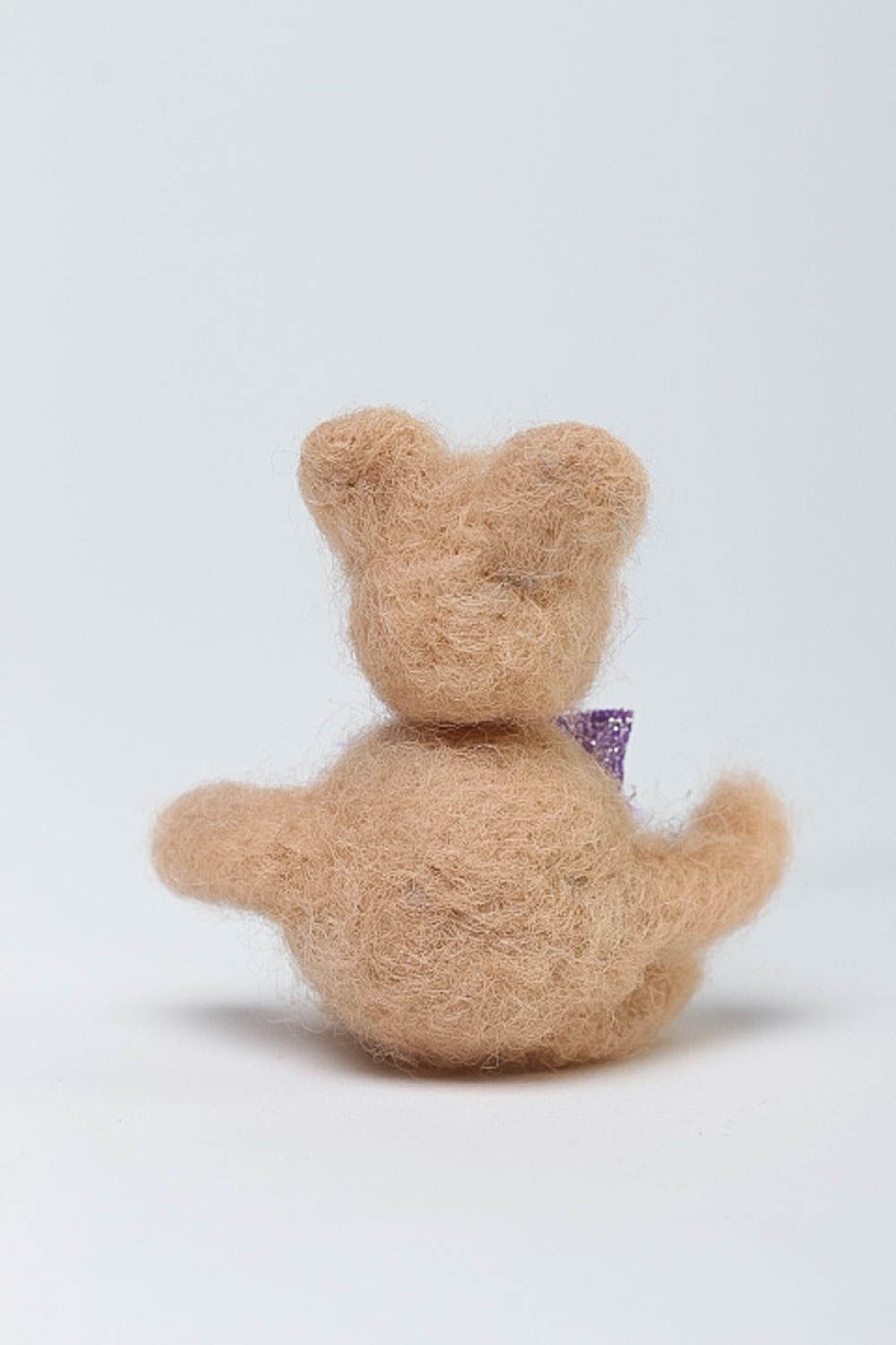 Игрушка ручной работы бежевый мишка валяная игрушка детский декор для дома фото 3