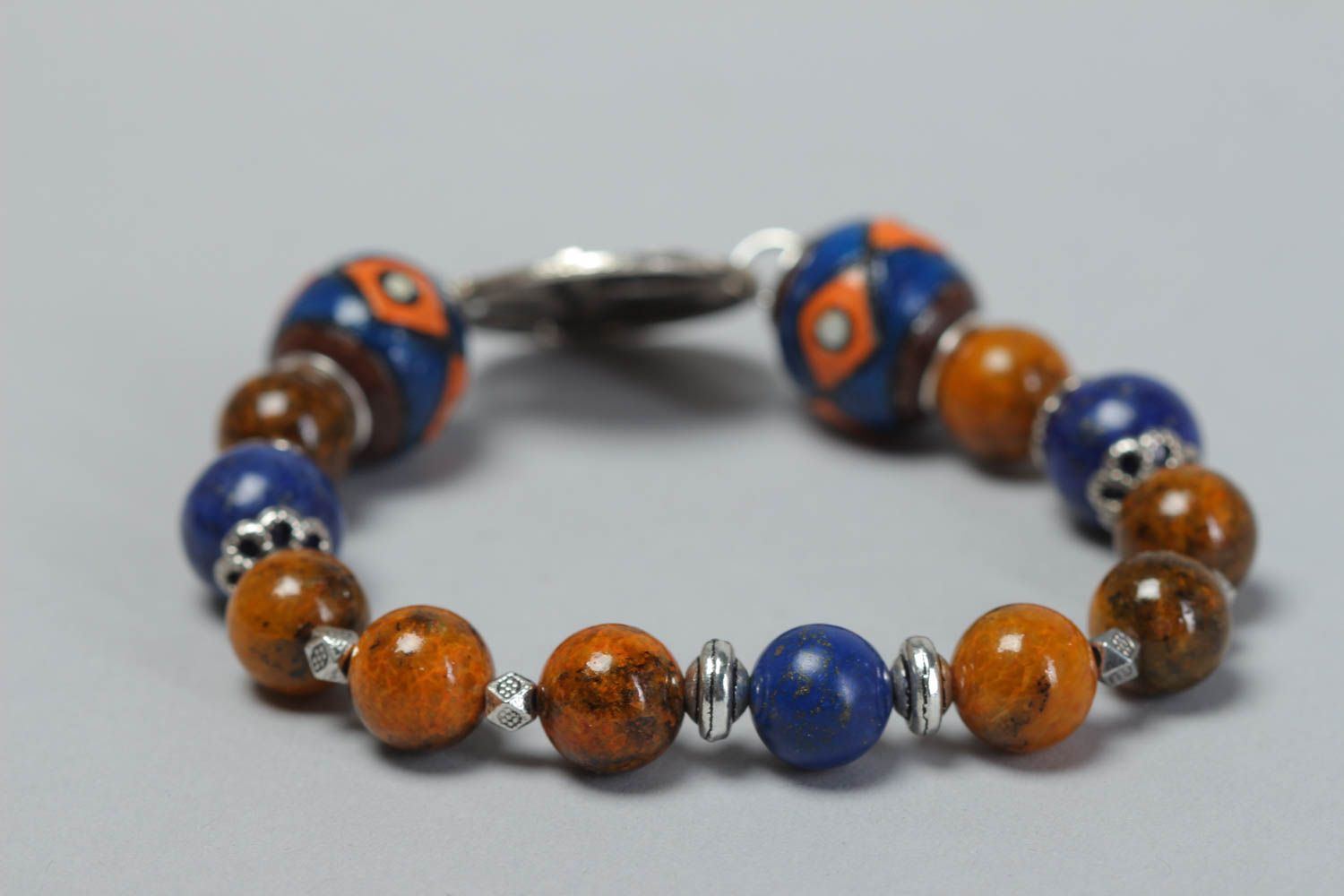 Handmade colorful bracelet accessory with natural stone unusual bracelet photo 4
