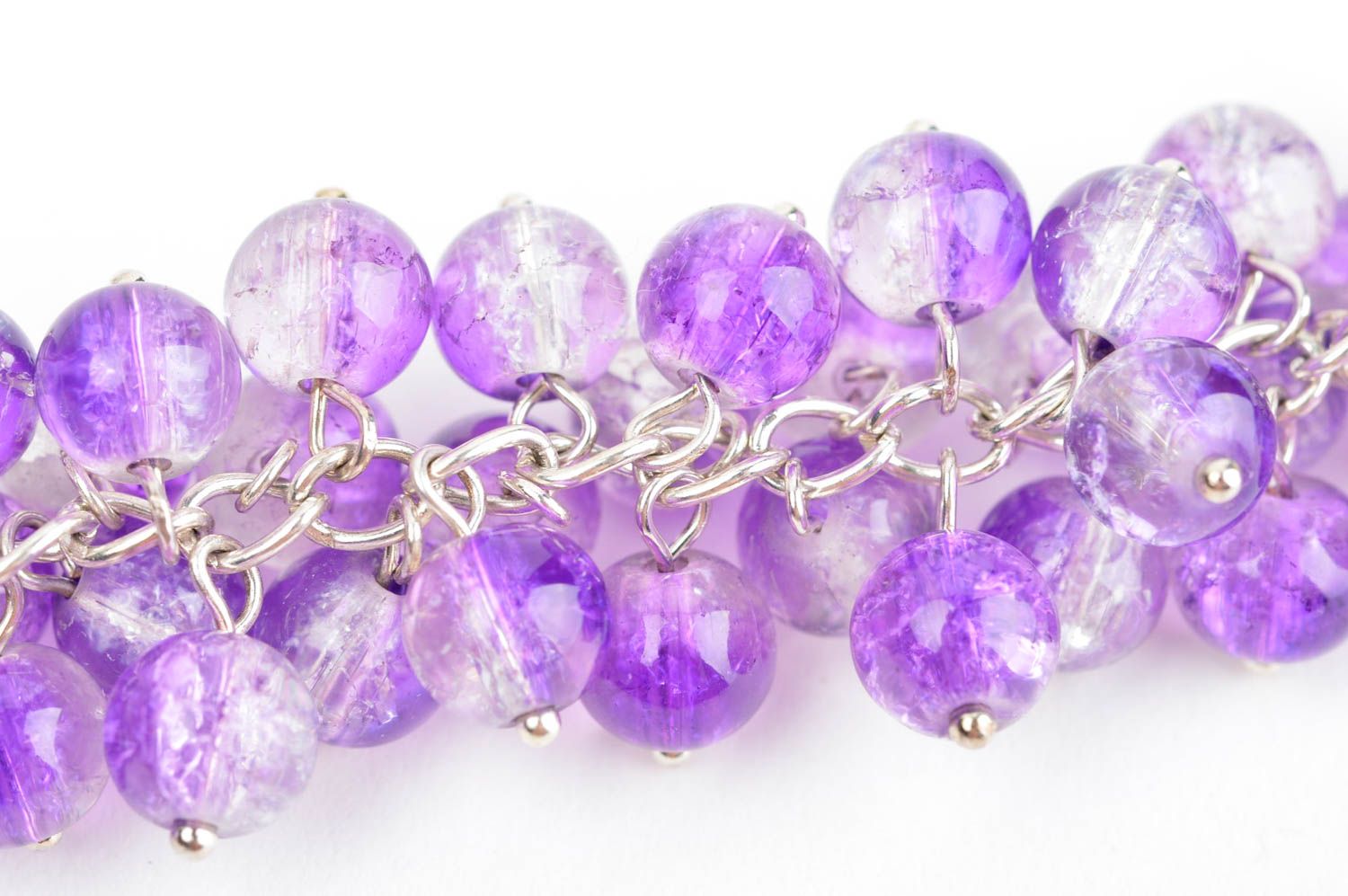 Handmade lilac beaded bracelet unusual wrist bracelet designer jewelry for girls photo 5