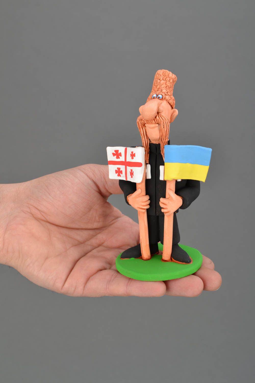 Ceramic figurine Cossack with Two Flags photo 2