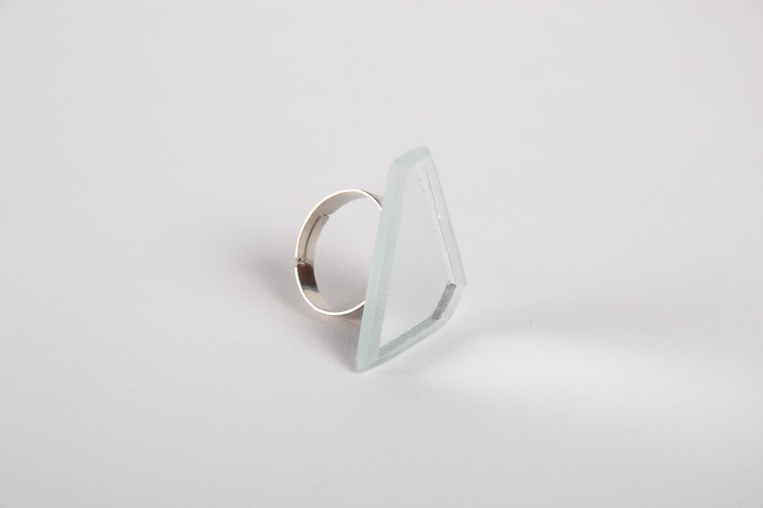 Handmade glass ring unusual glass jewelry designer ring glassware ring  photo 5