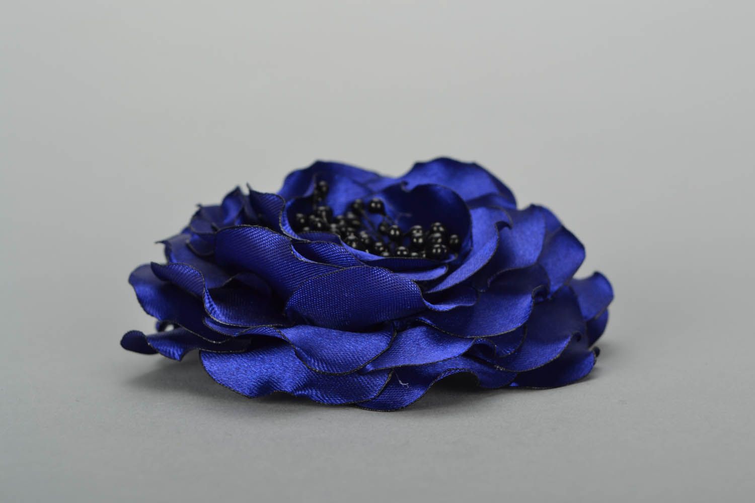 Брошь из ткани Синий цветок фото 4