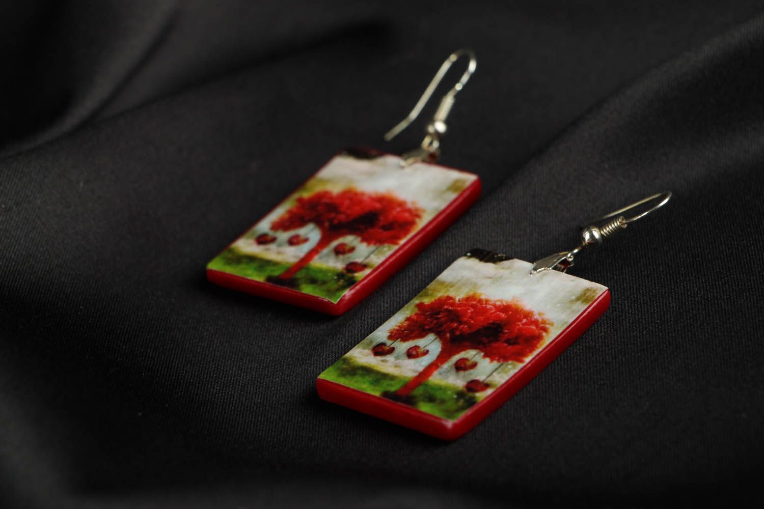 Bright earrings mad of polymer clay photo 2