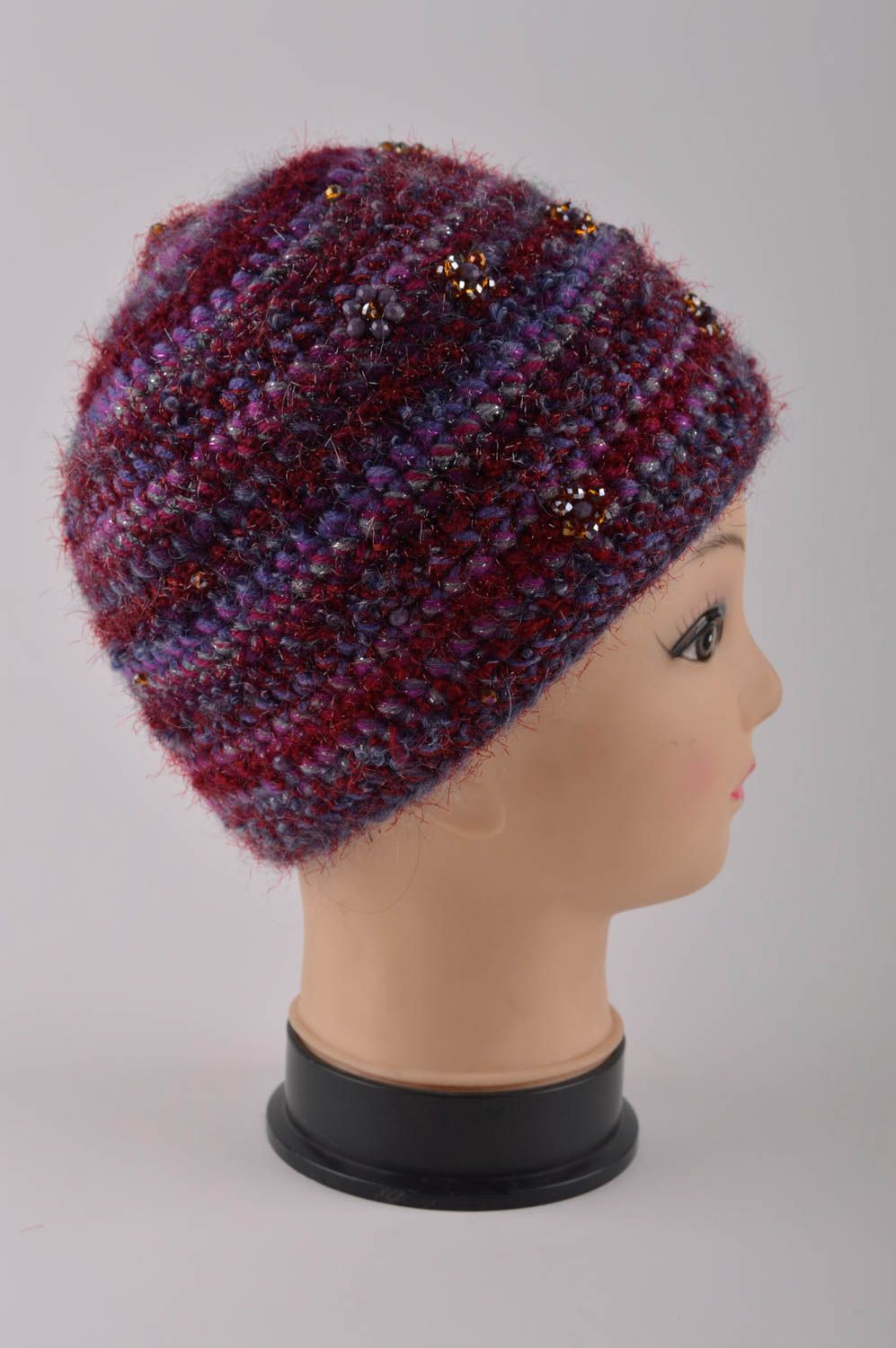 Bonnet femme tricot fait main Chapeau en laine Vêtement pour femme original photo 4
