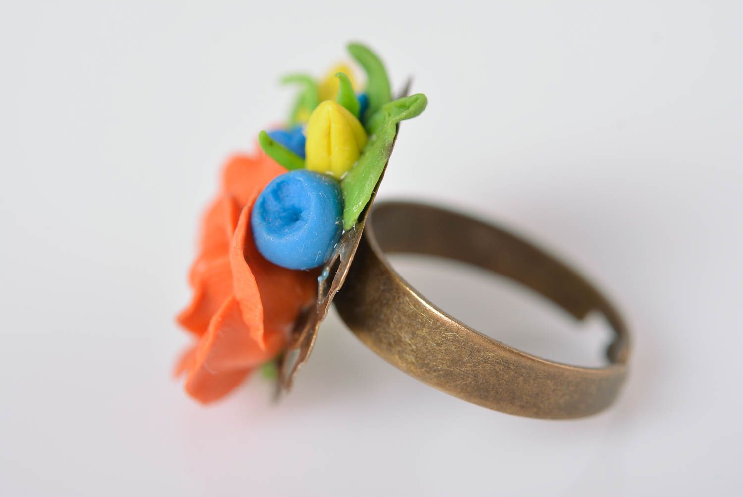 Оригинальное кольцо ручной работы украшение из холодного фарфора модное кольцо фото 3
