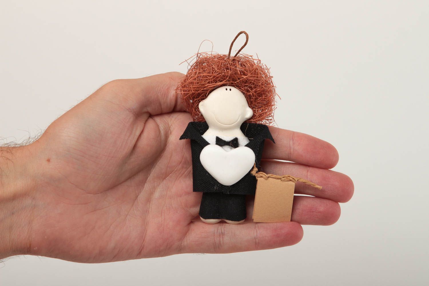 Handmade kleine Puppe Deko zum Aufhängen Designer Geschenk aus Gips originell foto 5