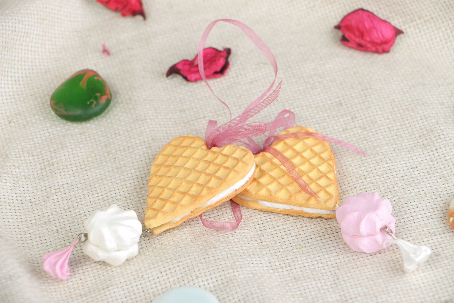 Set of handmade interior wall hanging decoration molded of polymer clay Sweets photo 5