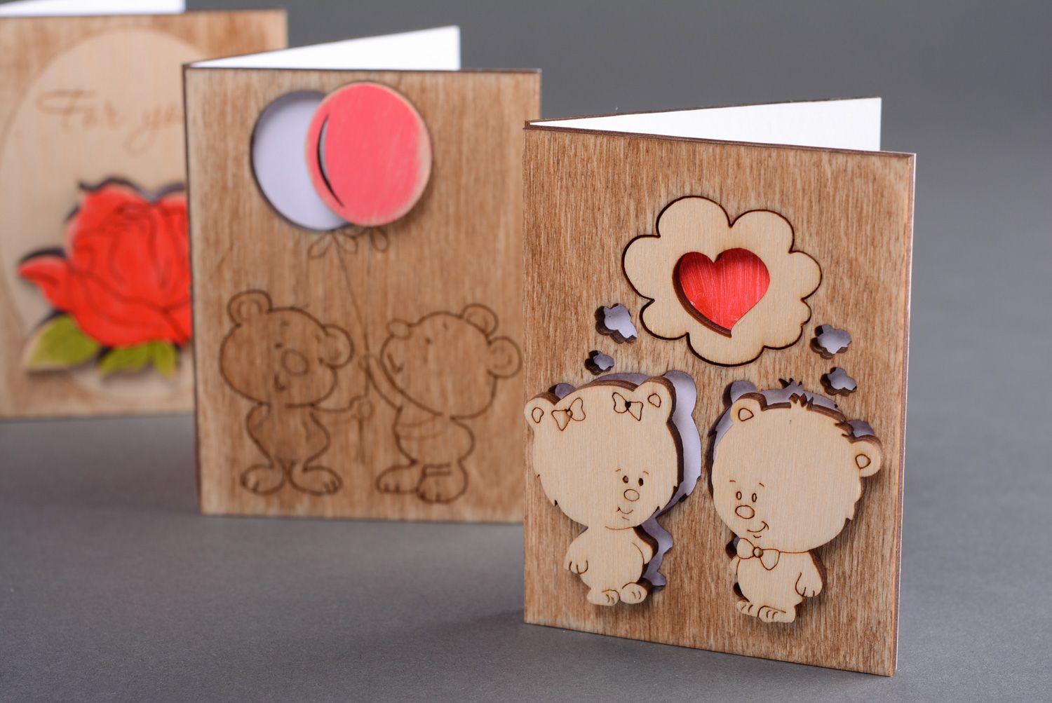 Plywood greeting card with bears photo 5