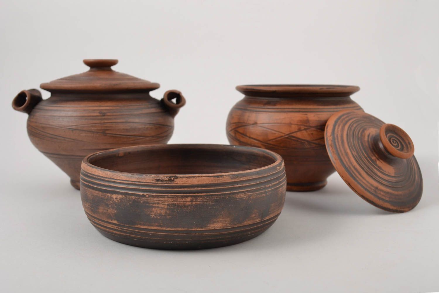 Ceramic lovely kitchenware 2 unusual handmade pots beautiful designer plate photo 3