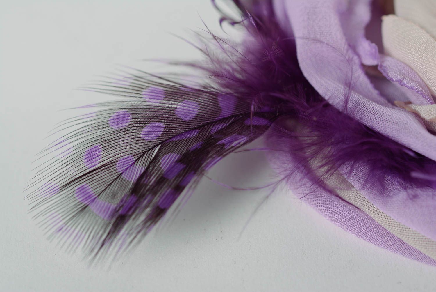 Beautiful handmade summer lilac chiffon flower brooch for blouse photo 5