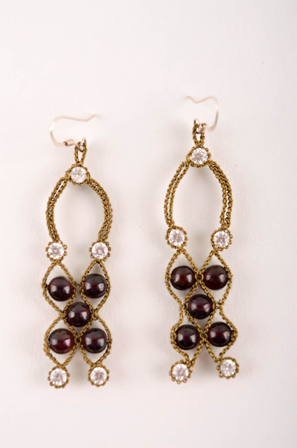 Beautiful handmade metal earrings gemstone earrings artisan jewelry designs photo 2