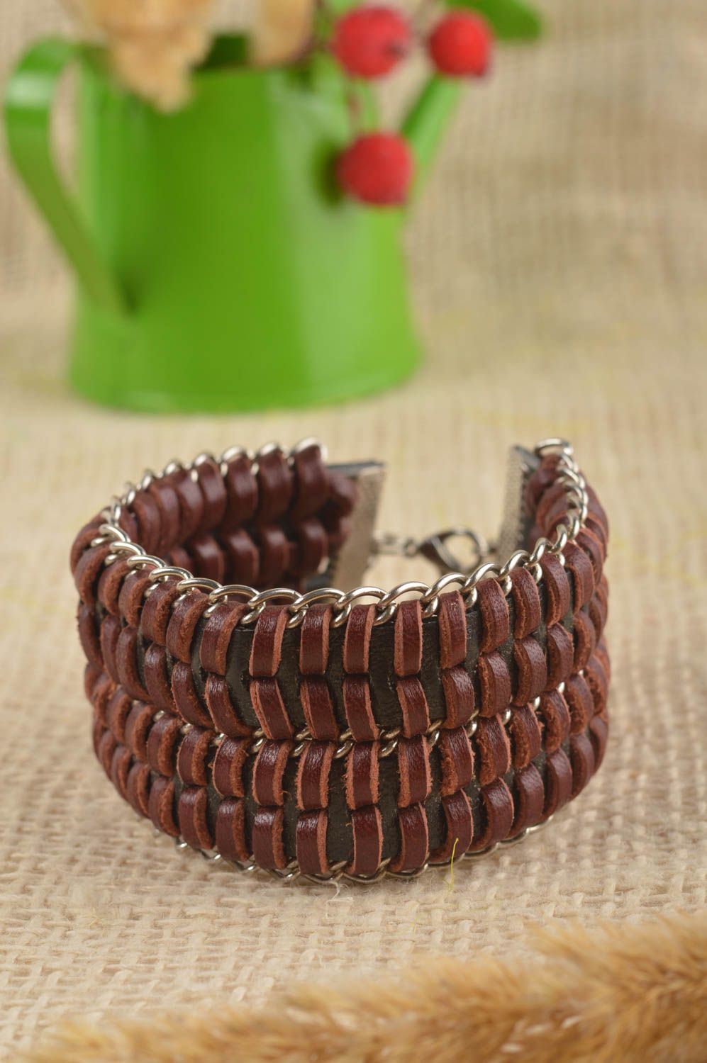 Handmade Armband Leder Designer Schmuck Armband Leder Damen Geschenk für Frau foto 1