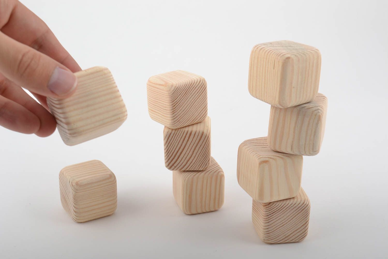 Заготовка под роспись игрушки кубики ручной работы набор из 9 штук деревянные фото 5