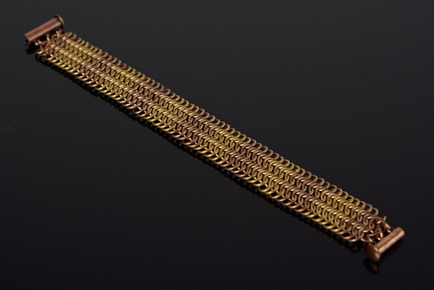 Широкий браслет кольчужного плетения наручный из латуни и бронзы унисекс хендмэйд фото 1