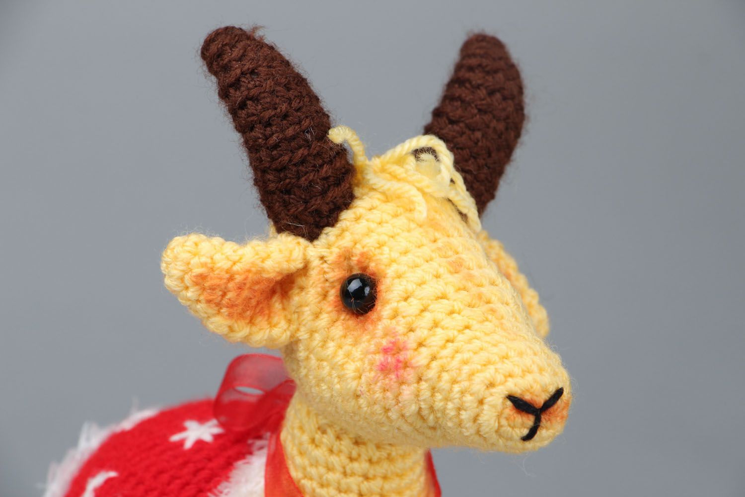 Crocheted handmade toy Christmas Goat photo 2