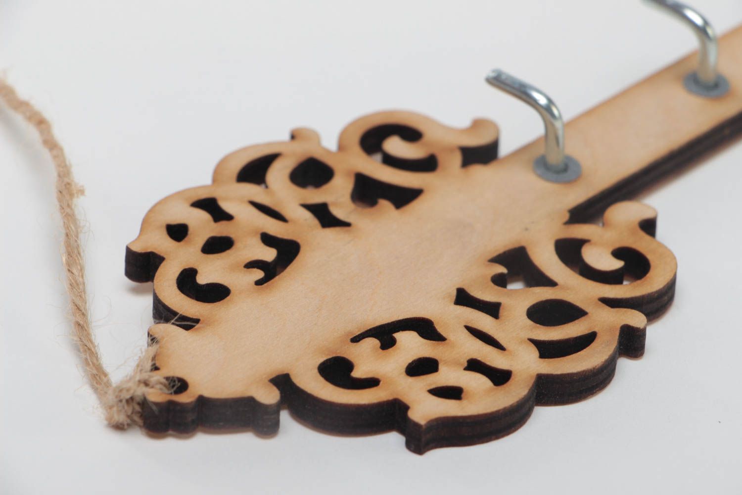Handmade plywood craft blank for decoration figured key hanger with hooks photo 3